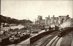 Carnarvon Castle & Slate Quay Wales Postcard Postcard