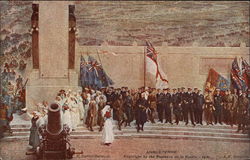 British Nurses and Soldiers at a War Memorial Postcard