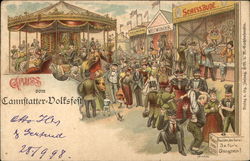 Gruss vom Cannstatter Volksfest, Circus, Carnival Stuttgart, Germany Postcard Postcard