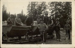 Miners on Dump Cars on Track Postcard