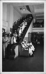 Troops on Escalator, U.S.O Postcard