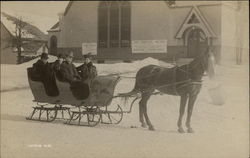 Family in Horse Drawn Sleigh Antrim, NH Postcard Postcard