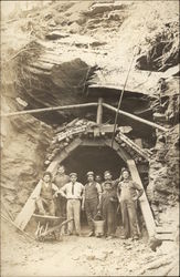 Miners Standing at Mine Entrance Postcard