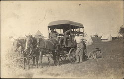 Soldiers on Ambulance Wagon Pulled by Horses Postcard