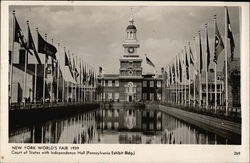 Court of States with Independence Hall (Pennsylvania Exhibit Building) 1939 NY World's Fair Postcard Postcard