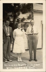 Dr. Locke (Right) and Staff Williamsburg, ON Canada Ontario Postcard Postcard