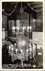 Magnificent Imported Hand Wrought Chandelier, Living Room, Scotty's Castle Postcard