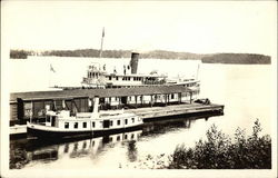 Ships and Railroad Cars at a Dock Riverboats Postcard Postcard