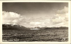 Alaska Bound - Ship in Distance Postcard