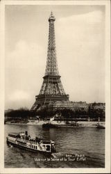 Eiffel Tower and the River Seine Paris, France Postcard Postcard