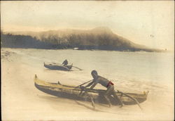 Outrigger Canoes and Diamondhead Honolulu, HI Postcard Postcard