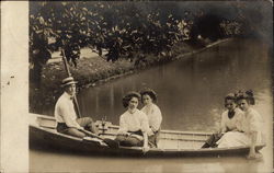 Four Women and a Man in a Rowboat Postcard