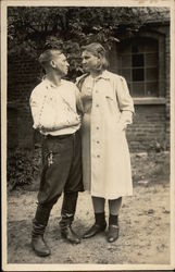 Snaptshot of Injured Man with Woman Postcard