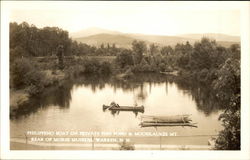 Philippeno Boat on Private Fish Pond & Moosilaukee Mt., Rear of Morse Museum Postcard