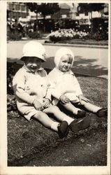 Two Children in Grass Postcard