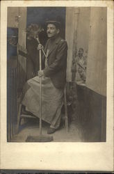 Man Cleaning Shop Postcard