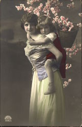 Woman Piggybacking Child Women Postcard Postcard