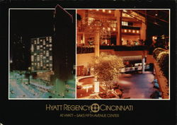 Hyatt Regency Hotel, Saks Fifth Avenue Center Cincinnati, OH Postcard Postcard