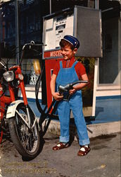 Boy Gassing Moped Boys Postcard Postcard