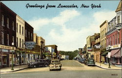 Street Scene Lancaster, NY Postcard Postcard