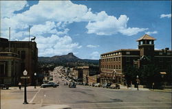 Gurley Street with Thumb Butte in the Background Prescott, AZ Postcard Postcard