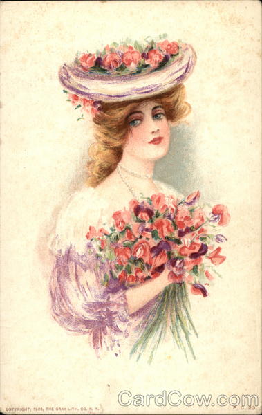 Girl in Pink Dress Holding Bouquet of Pink Flowers Women