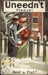 Uneedn't Freeze! Rent a Flat!! Couples Postcard Postcard