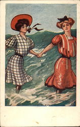 Young Women in Bathing Costumes Postcard