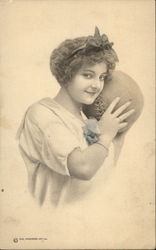 Young Woman With Basketball Postcard Postcard