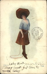 Woman Cowgirl Cowboy Western Postcard Postcard