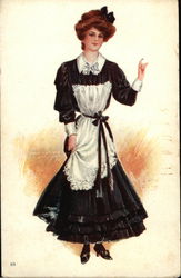 Woman in Black and White Dress Postcard