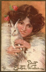 Lady With Bunny Rabbit Postcard