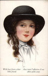 Girl in Black Hat Postcard