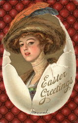 Young Woman Coming Out of an Egg Postcard