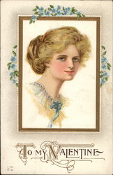 Blonde Young Woman in a Frame Postcard