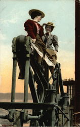 Two Women on Machinery Postcard