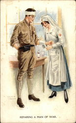 Repairing a Man of War Military Postcard Postcard