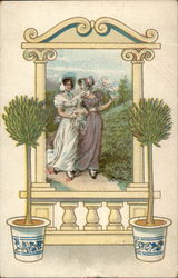 Two Woman Walking on Path Postcard