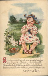 Optimistic Miss Children Postcard Postcard