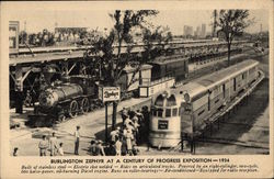 Burlington Zephyr at A Century of Progress Exposition - 1934 Postcard