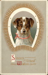 Sincere Best Wishes - Dog ansd Horseshoe Dogs Postcard Postcard