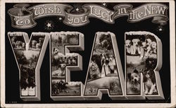 To Wish You Luck in the New Year - Dogs New Year's Postcard Postcard