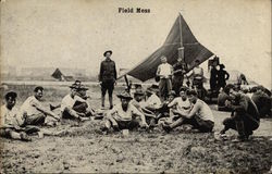 Soldiers at Field Mess Postcard