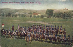 Mounted Troup Cavalry, Fort Riley, Kans Military Postcard Postcard