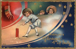 Child Lighting Firework 4th of July Postcard Postcard