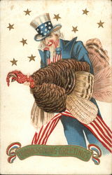 Thanksgiving Greetings Patriotic Postcard Postcard