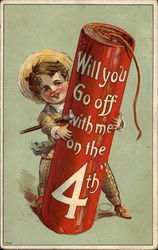 "Will You Go off With Me On The 4th?" 4th of July Postcard Postcard