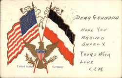 United States and German Flags Postcard Postcard