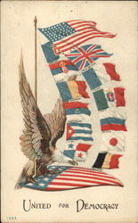 Eagle With Flags Patriotic Postcard Postcard