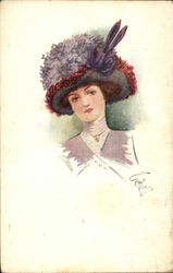 Woman in Purple Hat Women Postcard Postcard